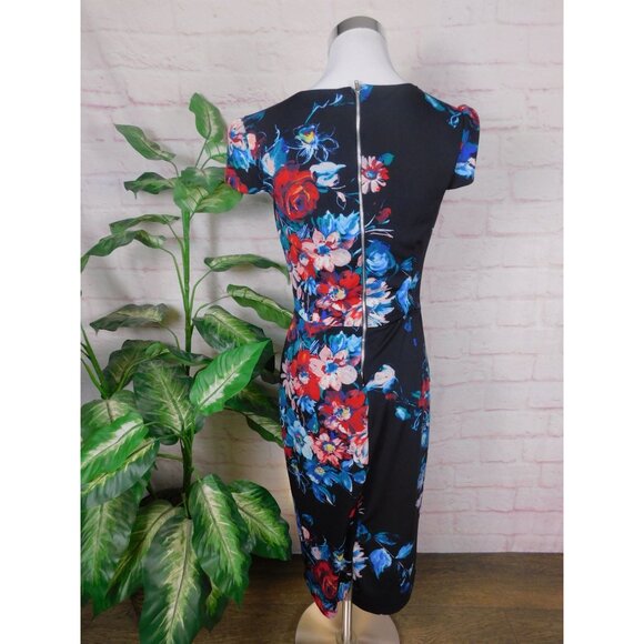 SALE Betsey Johnson Floral Bodycon Midi Dress Size 4 Bold Statement - Picture 5 of 10
